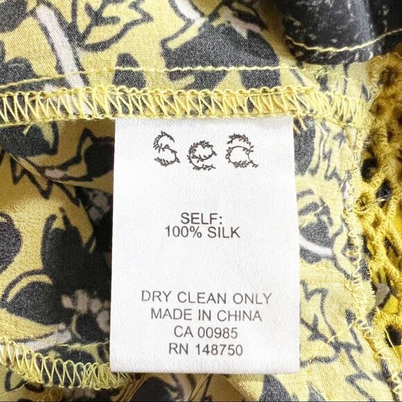 Sea New York Dress Silk Floral Print Yellow Size 4 - Picture 7 of 8